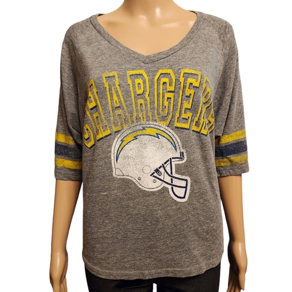 Chargers NFL Women's Gray Half Sleeve Shirt - Picture 2 of 10